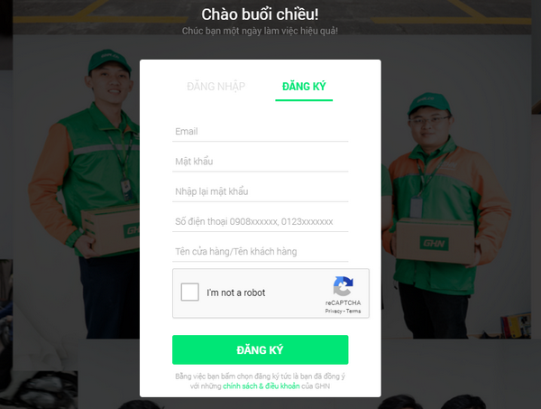 Đăng ký tài khoản GHN