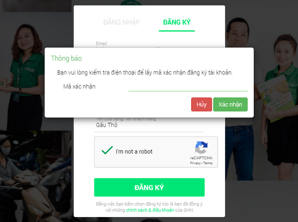 Đăng ký tài khoản GHN