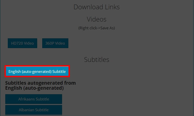 Nhấn vào nút xác nhận để tải phụ đề trên Youtube 