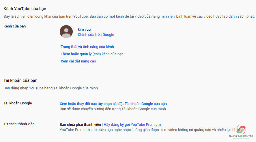 Minh họa kênh Youtube được tạo từ tài khoản chính Minh họa kênh Youtube được tạo từ tài khoản chính