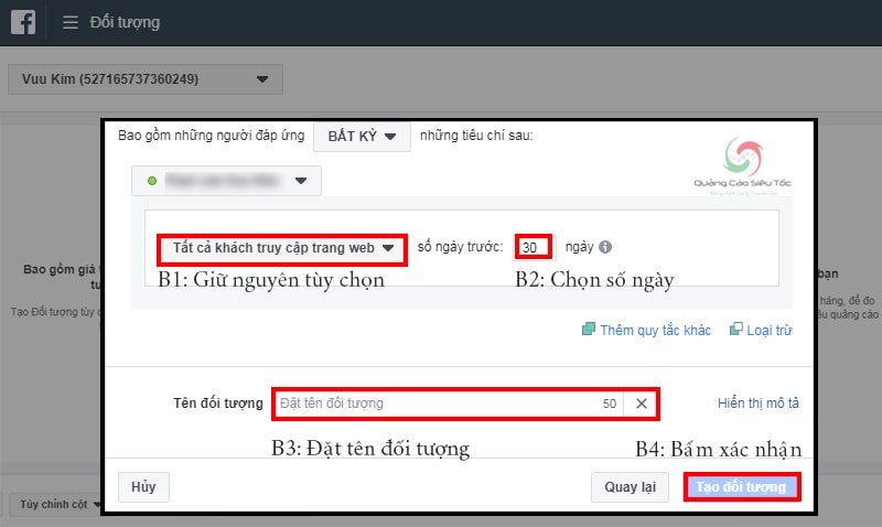 Các bước target đối tượng những người từng truy cập website Các bước target đối tượng những người từng truy cập website