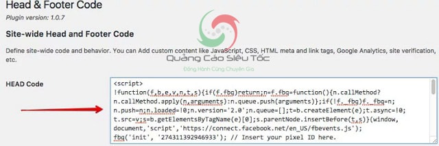 Chèn Facebook Pixel vào website
