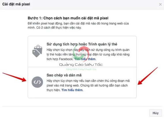 Sao chép và dán mã pixel