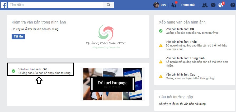 kiểm tra text quảng cáo facebook