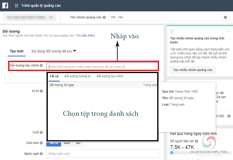 Setup quảng cáo remarketing facebook Setup quảng cáo remarketing facebook