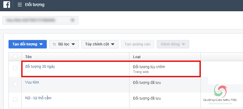 Tệp Custom Audience để remarketing facebook điển hình Tệp Custom Audience để remarketing facebook điển hình