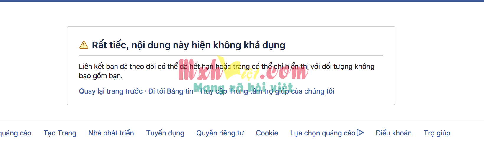 Fanpage bị ẩn mọi người truy cập vào sẽ không thấy