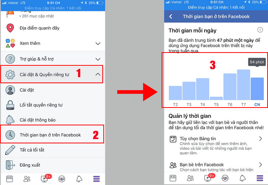 Xem thời gian online facebook trên IOS