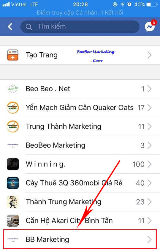xóa fanpage trên di động